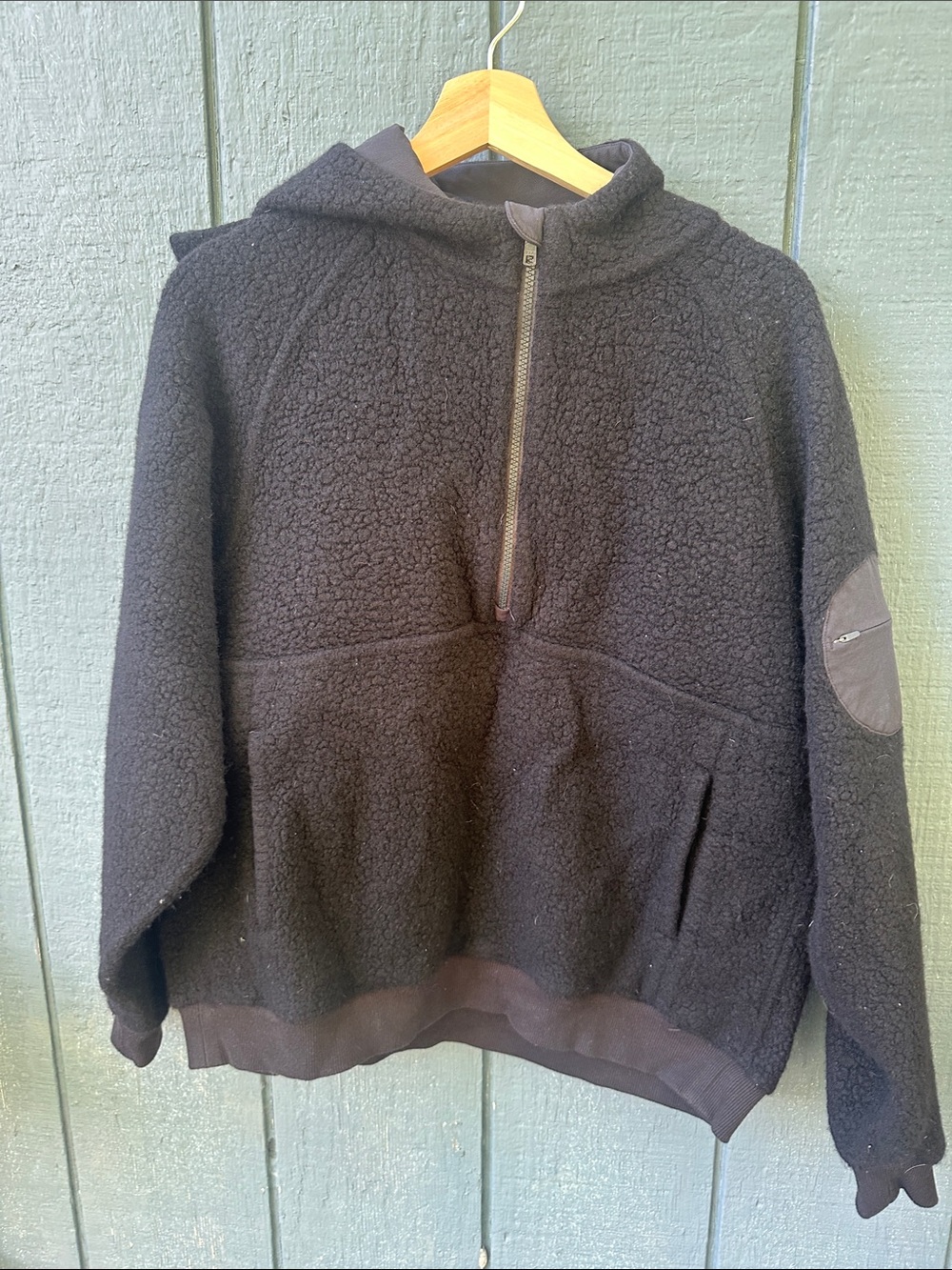 Outdoor Voices Black Sherpa Half-Zip Hoodie